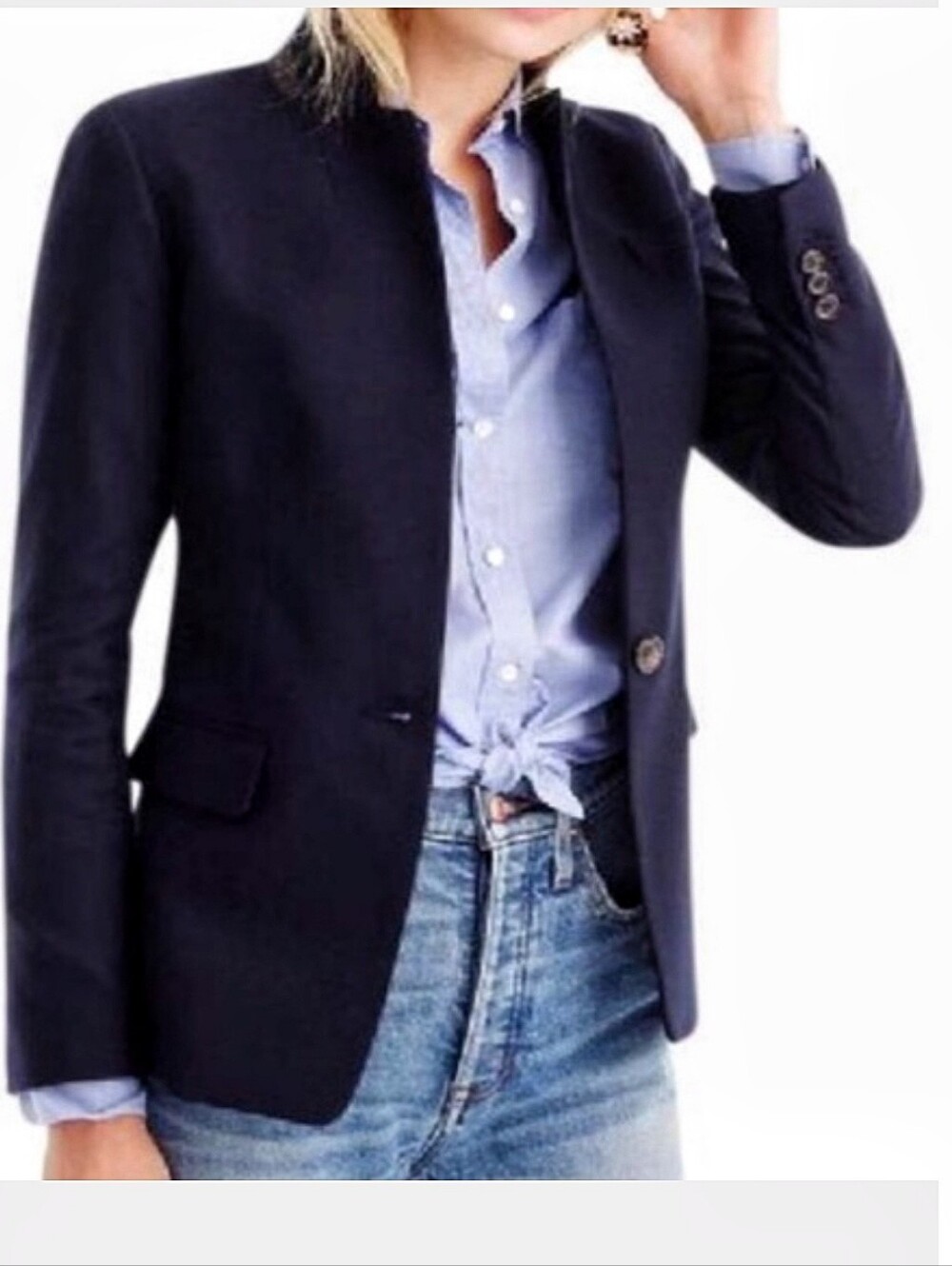 NEW J. Crew 120 Super 100% wool Regent single button navy blazer jacket F5642